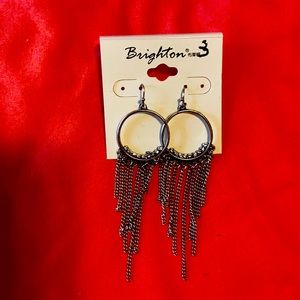 Brighton brand silver dangle earrings with jewels